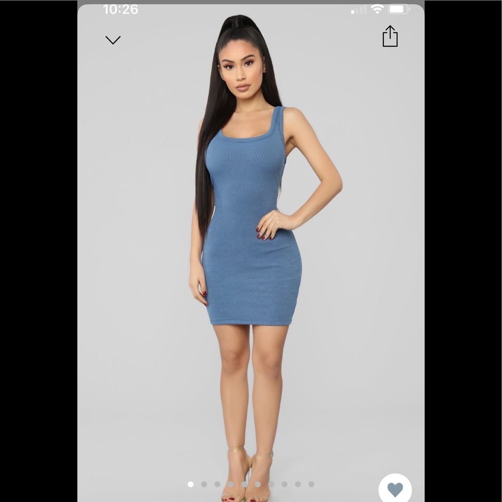Fashion nova blue ribbed tank dress